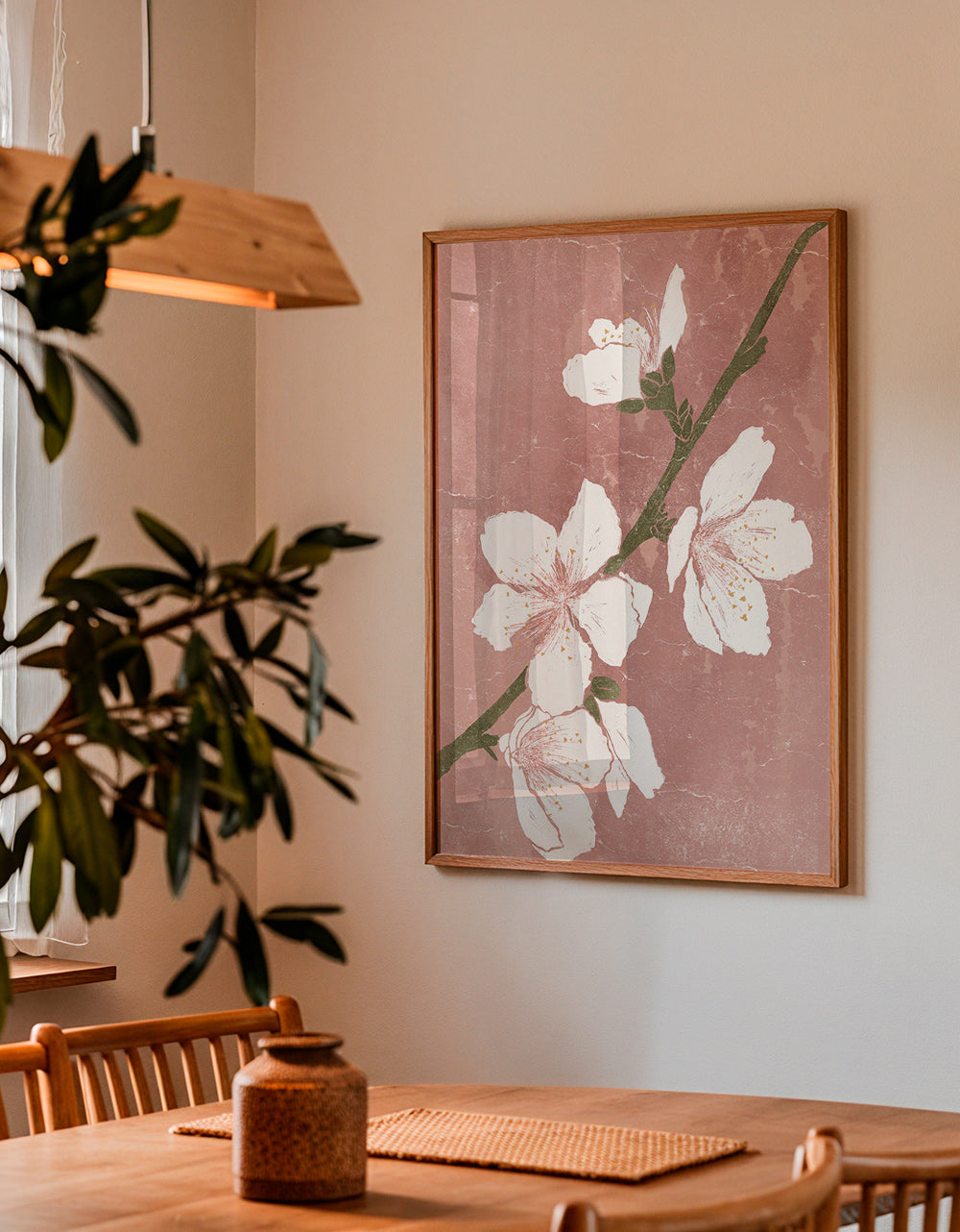 Botanisk plakat med blomst på lyserød baggrund – Product2