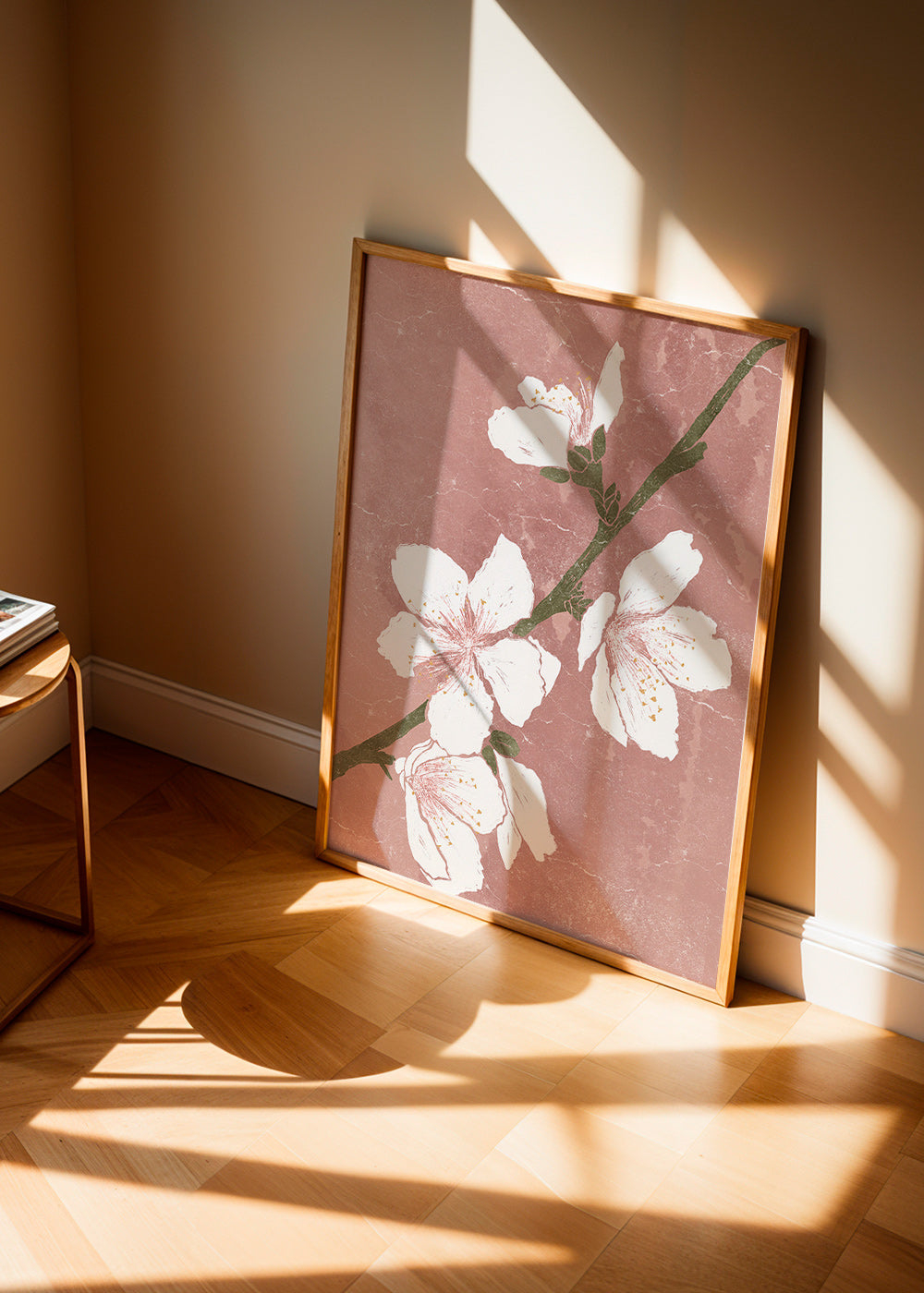 Botanisk plakat med blomst på lyserød baggrund – Product3