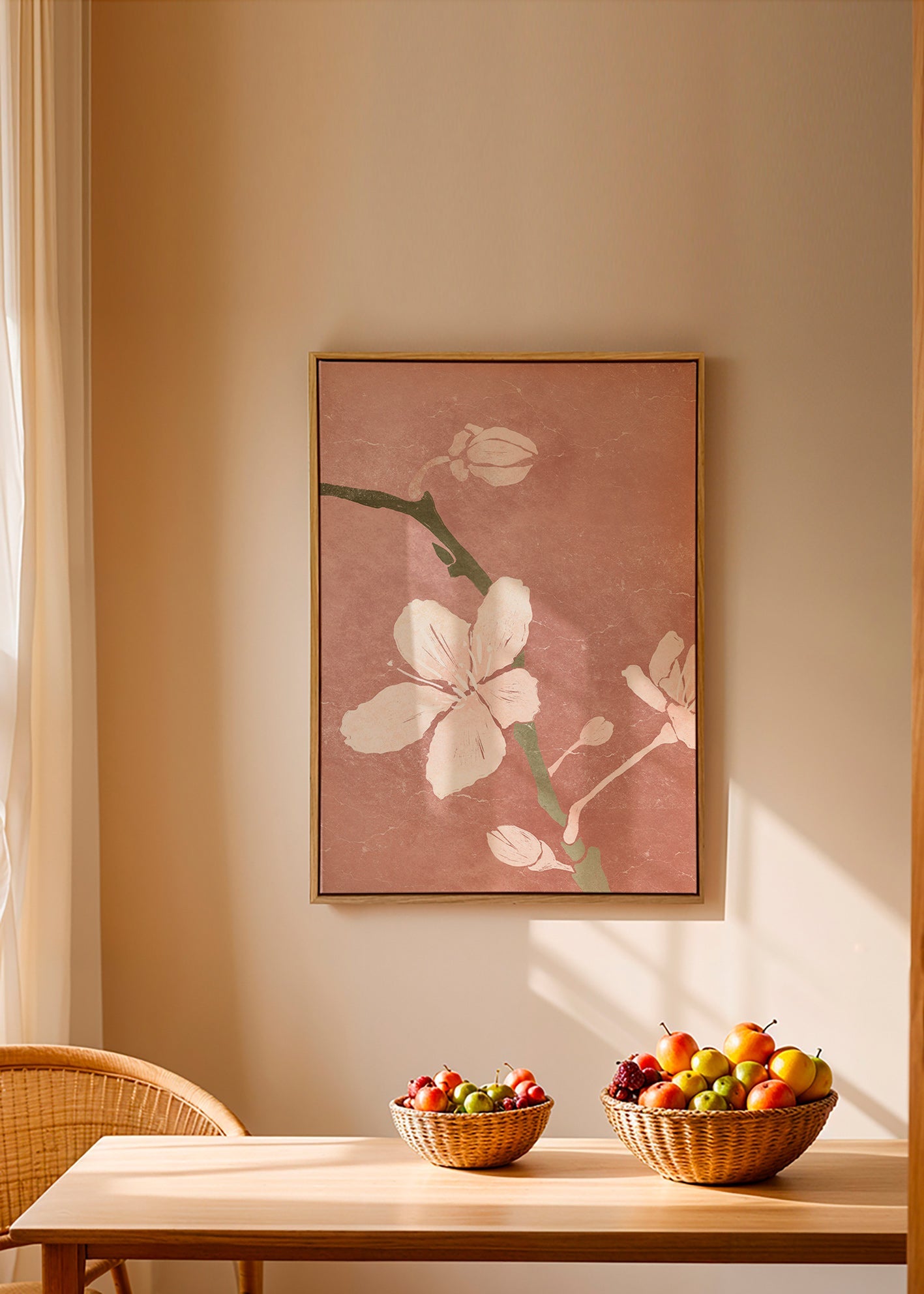 Botanisk plakat rosa blomst – Canvas2