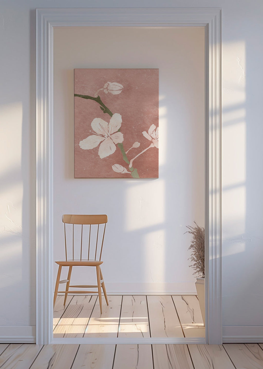 Botanisk plakat rosa blomst – Canvas