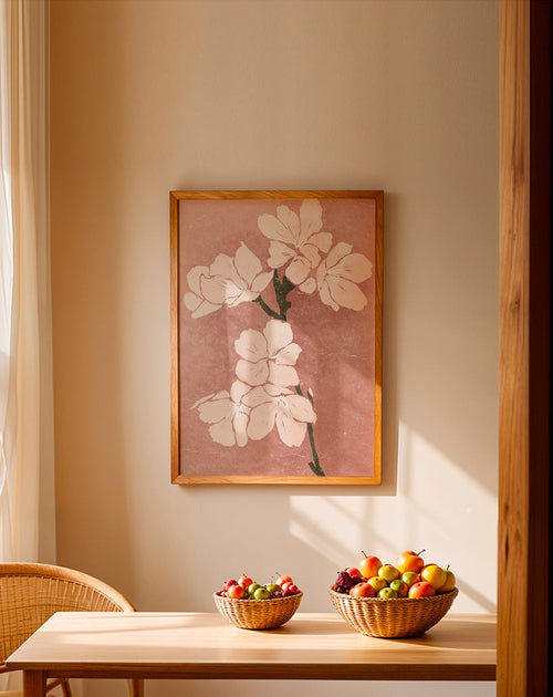 Botanisk plakat med rosa blomster og vintage tekstur – Product1