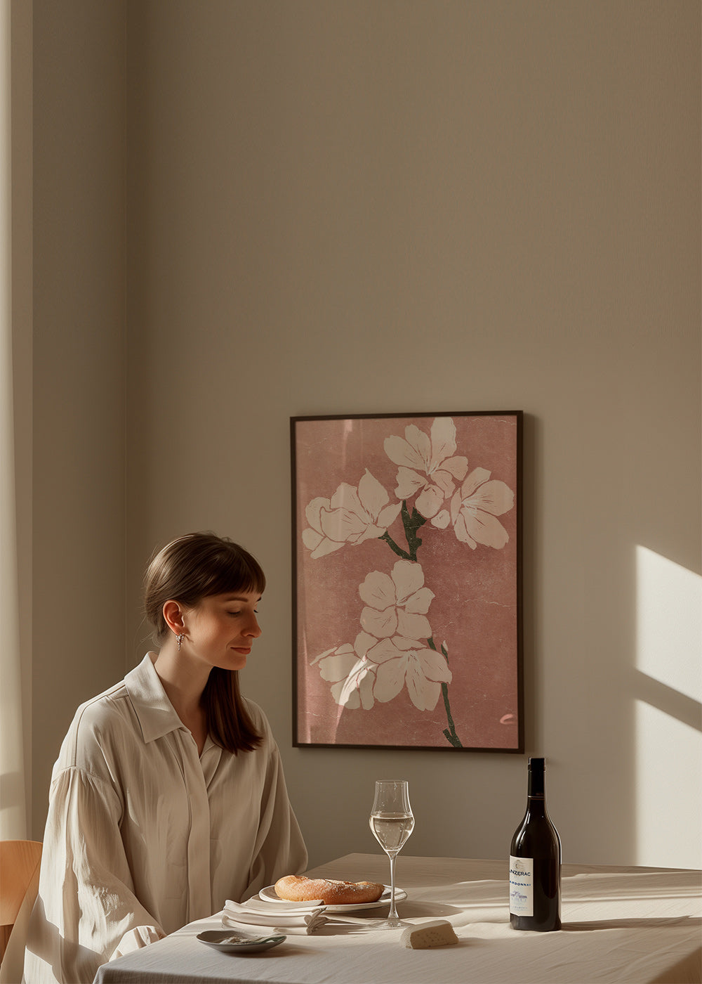 Botanisk plakat med rosa blomster og vintage tekstur – Product2