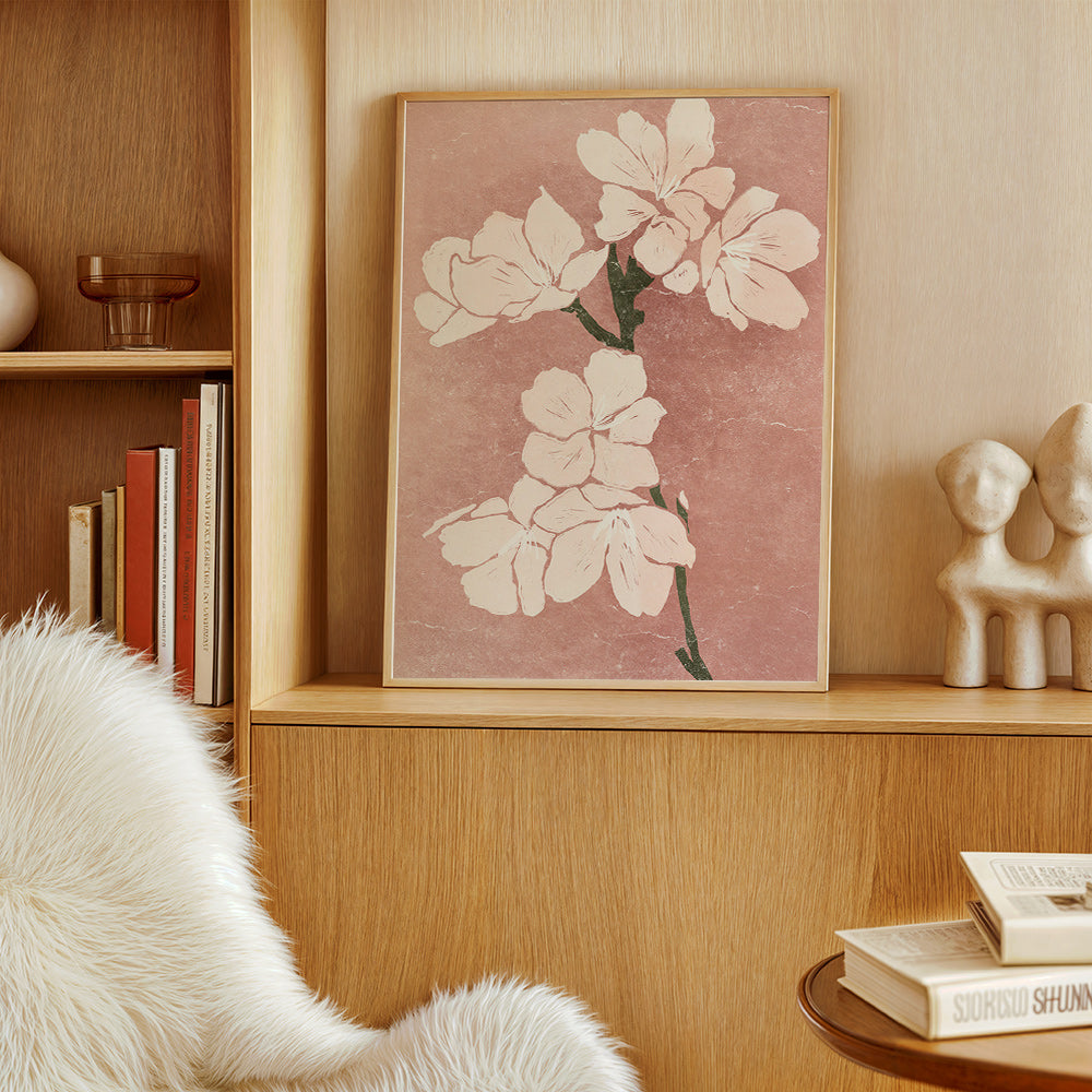 Botanisk plakat med rosa blomster og vintage tekstur – Product3