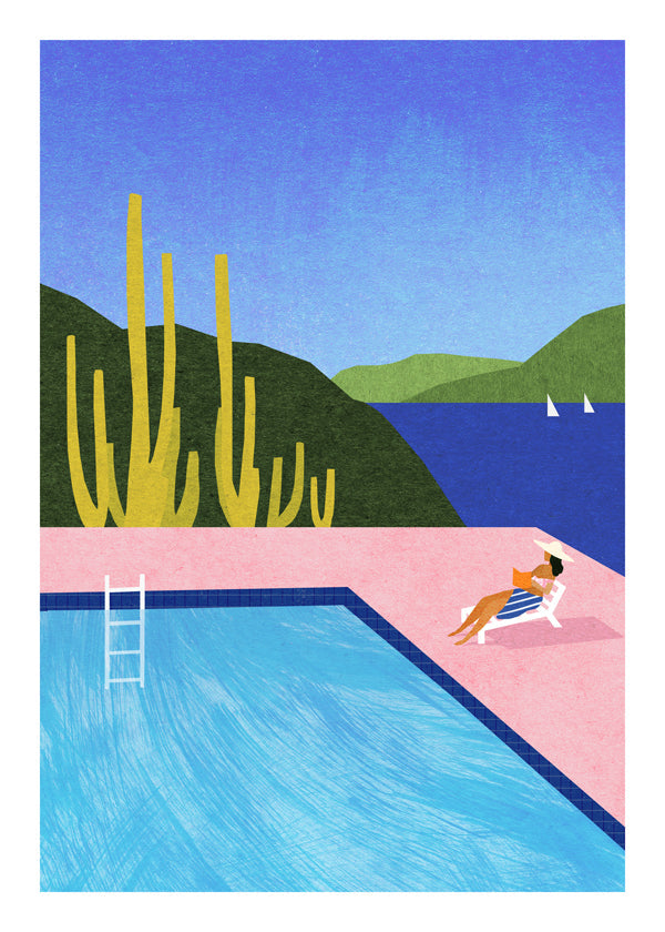 Illustration pool ved havet