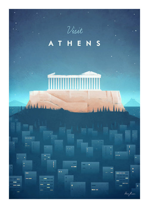 Byplakat: Athen illustration om natten