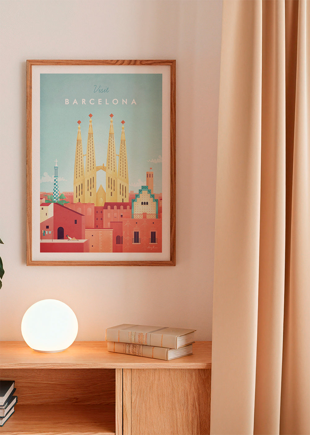 Rejseplakat Barcelona Sagrada Familia vintage stil