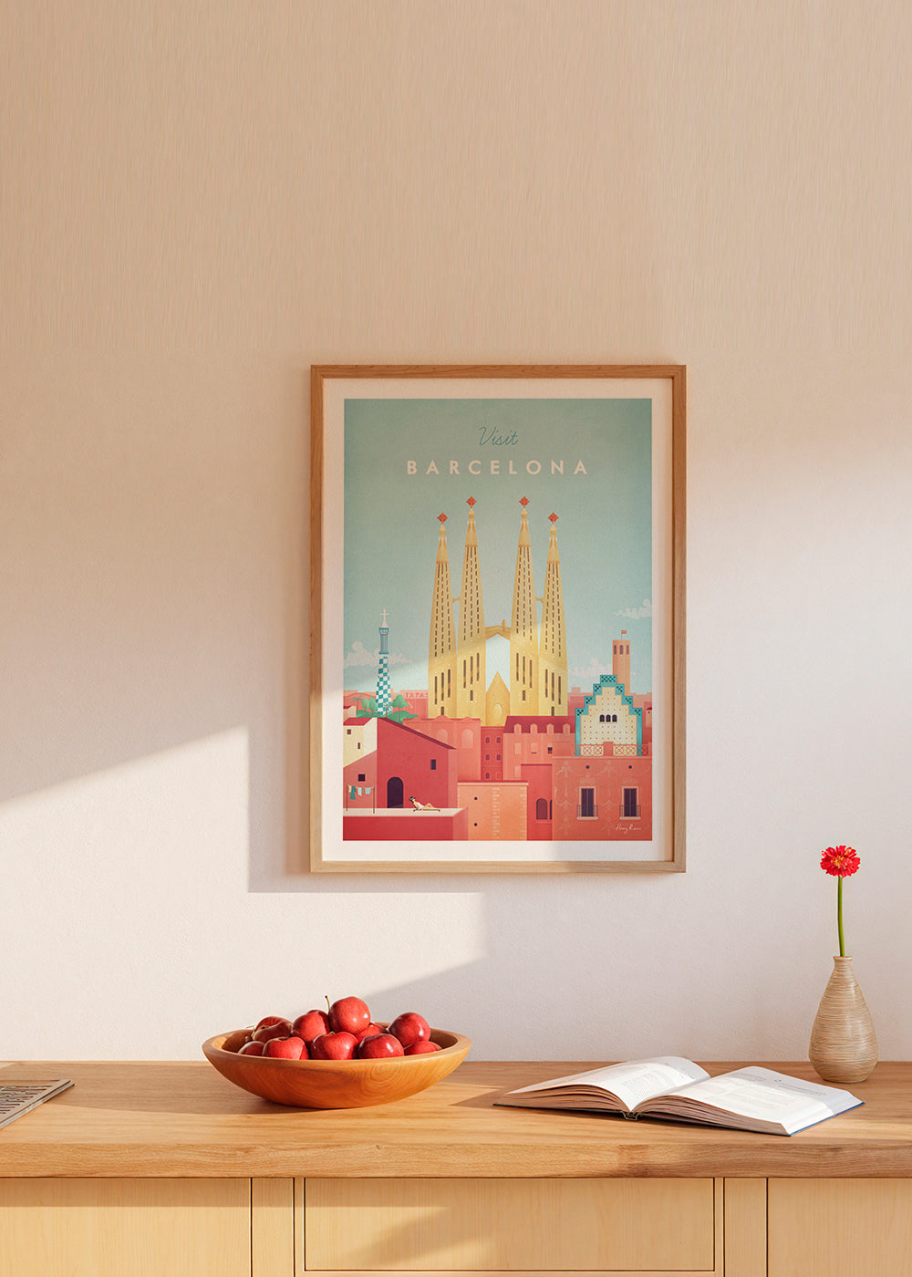 Rejseplakat Barcelona Sagrada Familia vintage stil