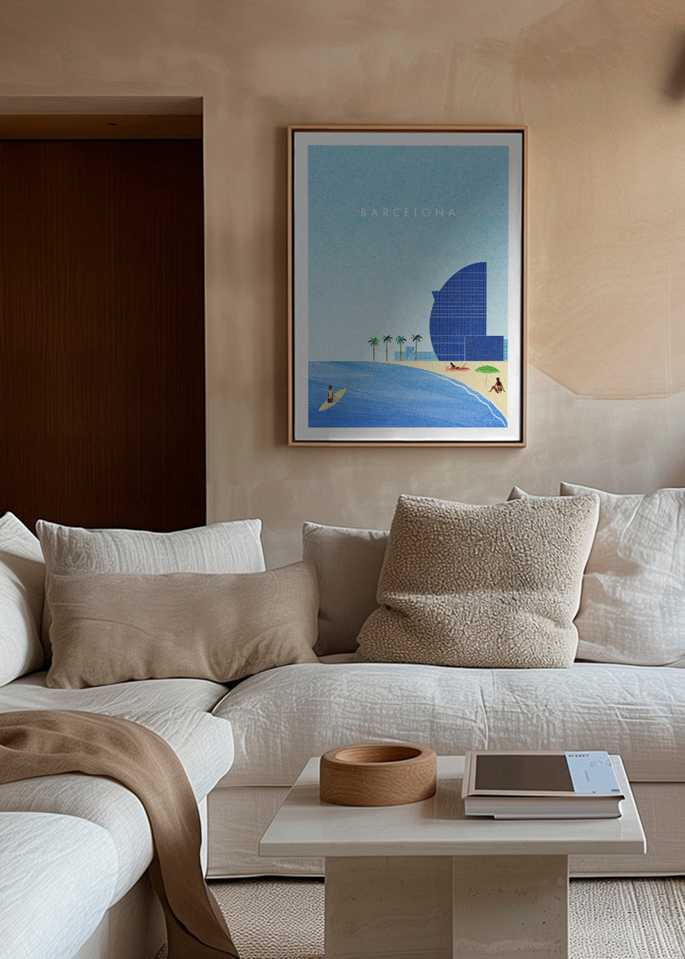 Rejseplakat Barcelona strandillustration