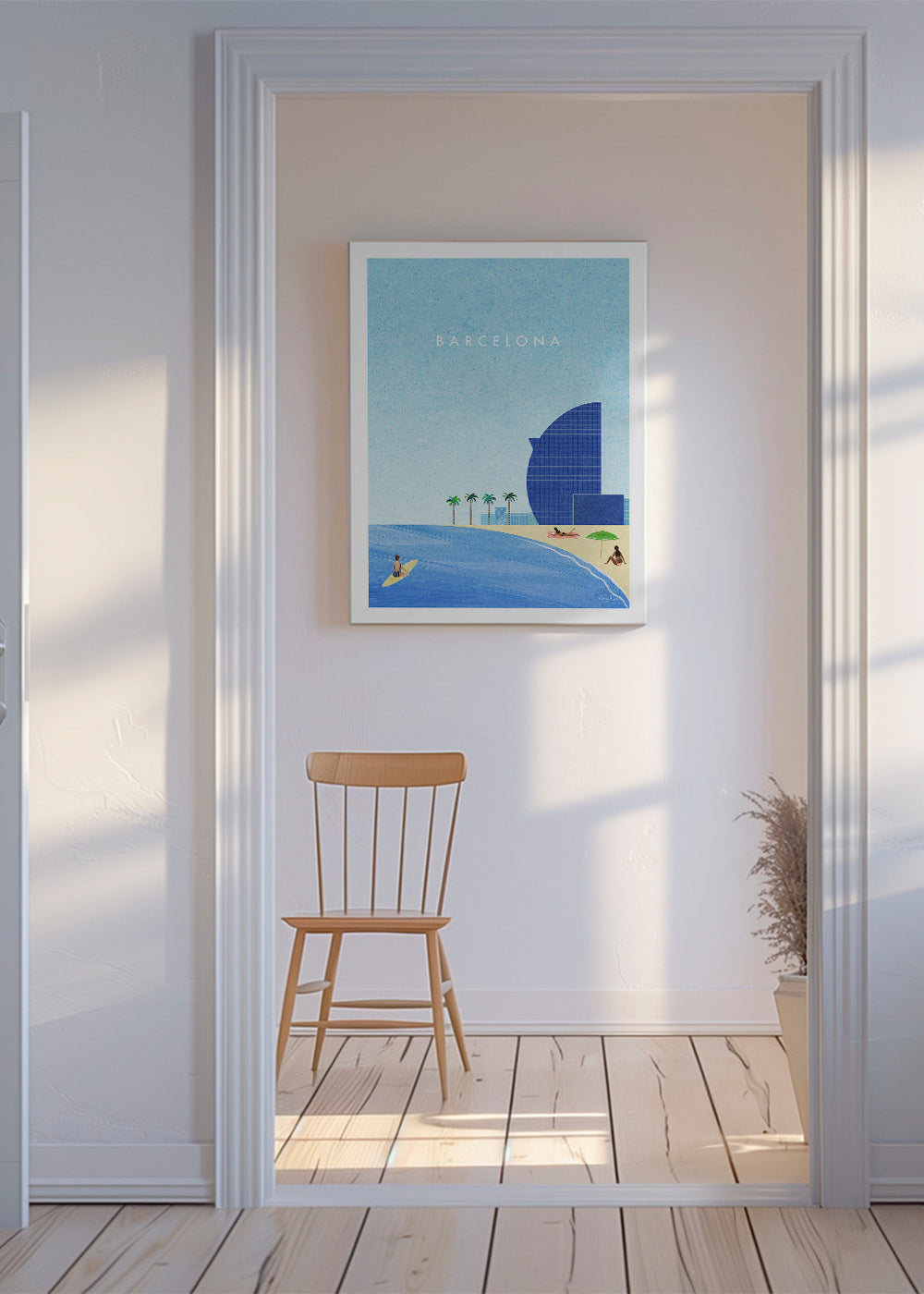 Rejseplakat Barcelona strandillustration