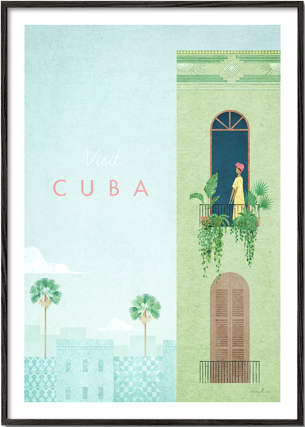 Rejseplakat: Cuba balkonillustration
