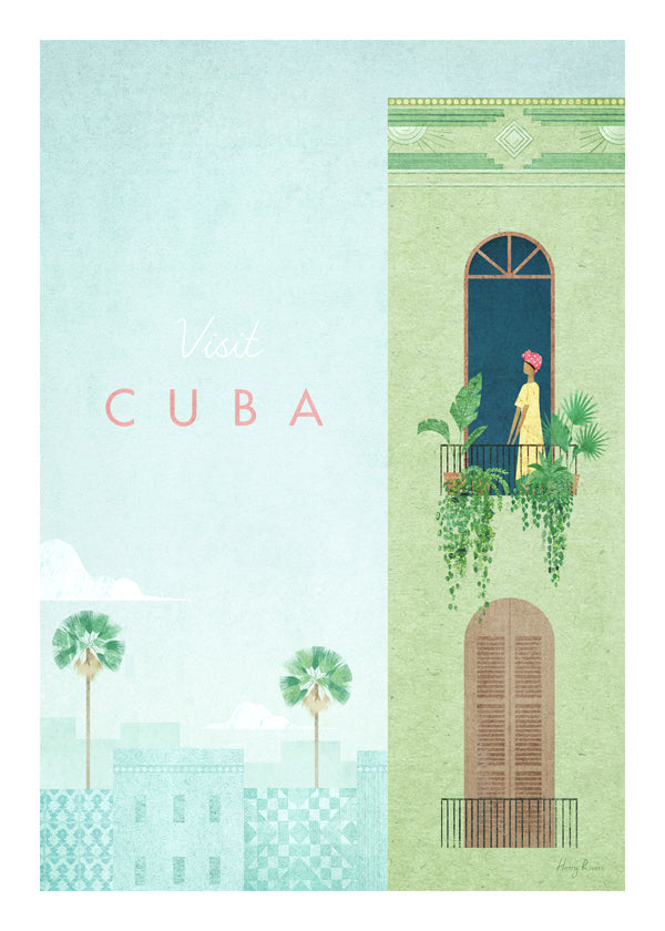 Rejseplakat: Cuba balkonillustration