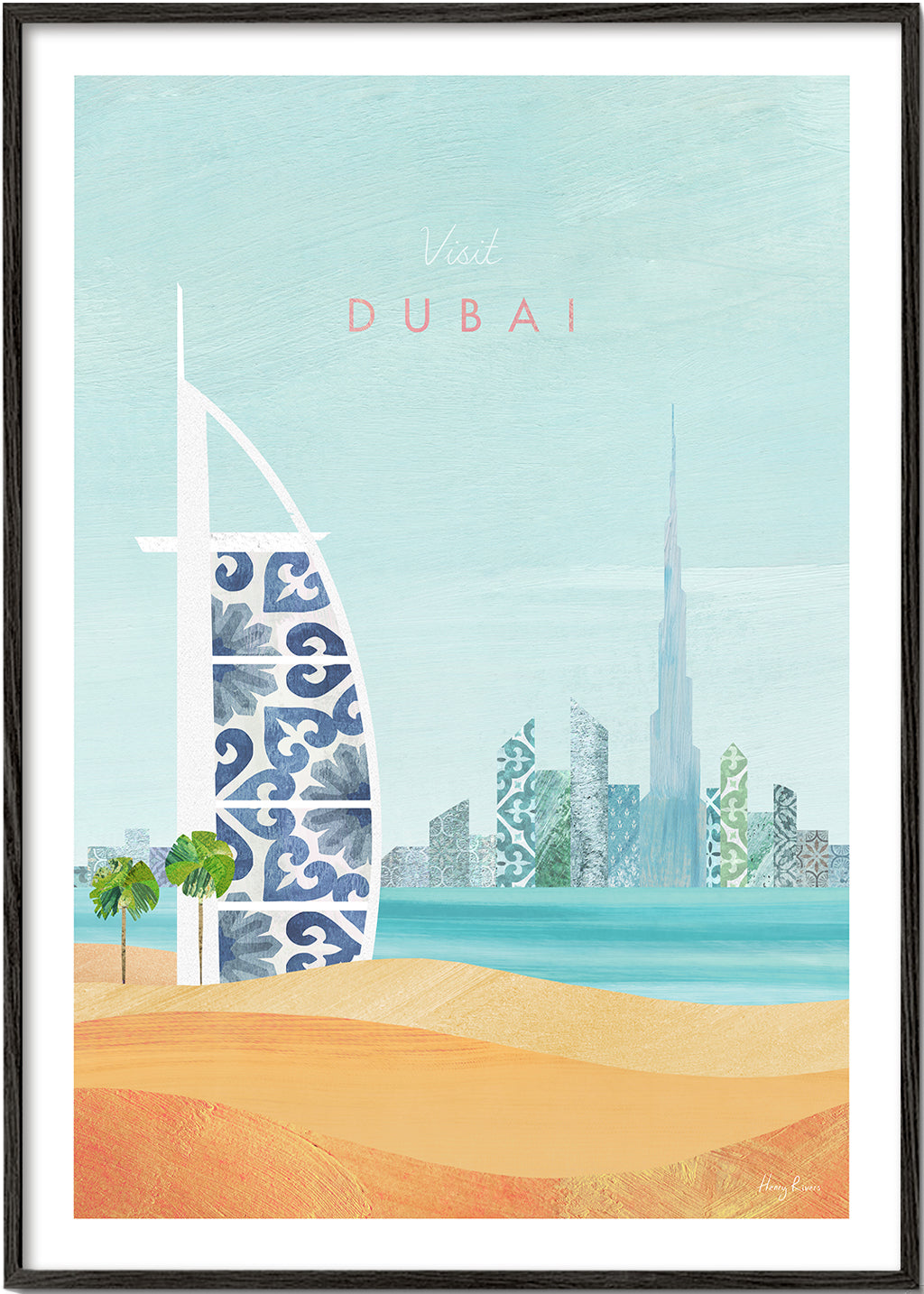 Rejseplakat Dubai skyline illustration