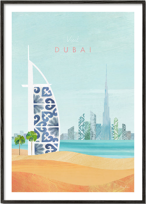 Rejseplakat Dubai skyline illustration
