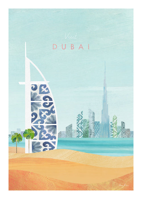 Rejseplakat Dubai skyline illustration