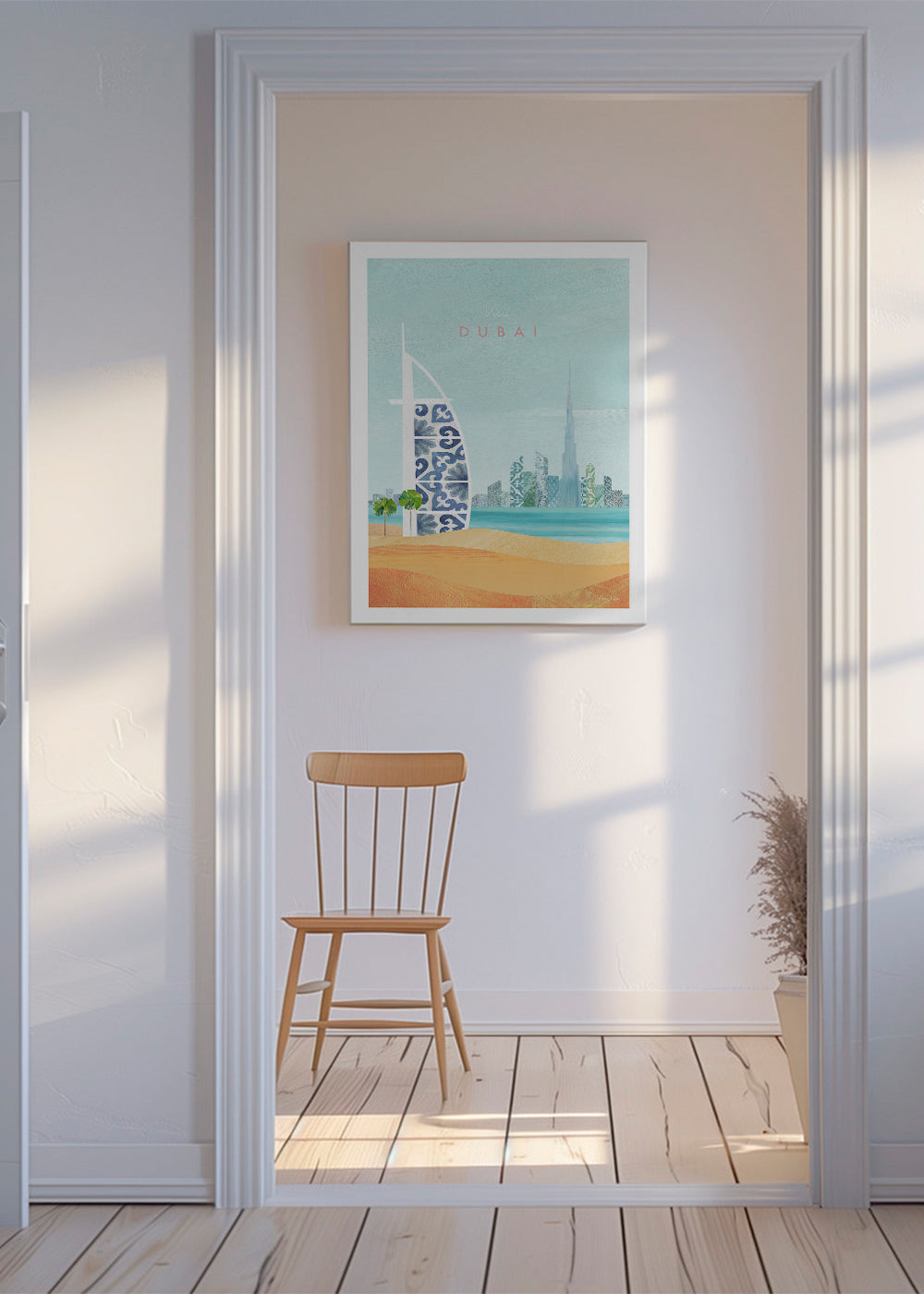 Rejseplakat Dubai skyline illustration