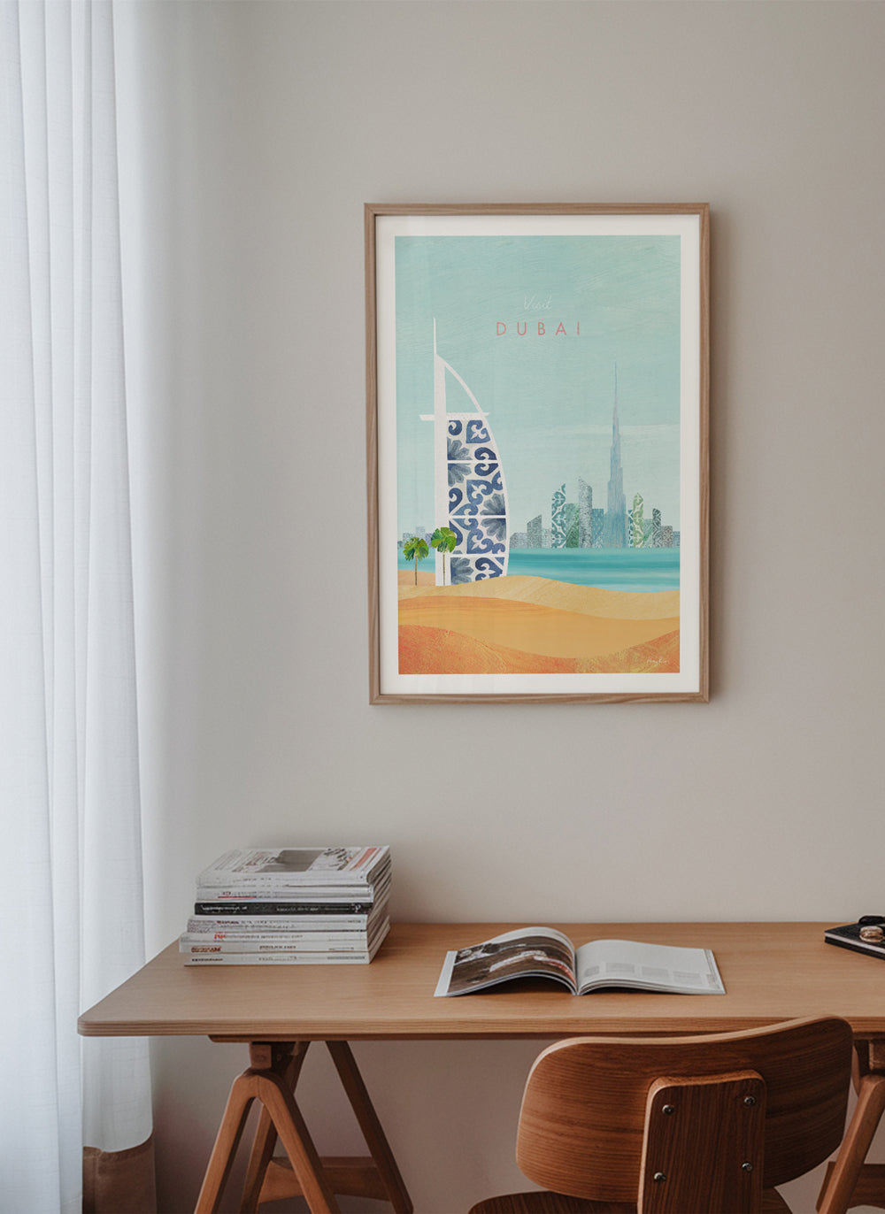Rejseplakat Dubai skyline illustration