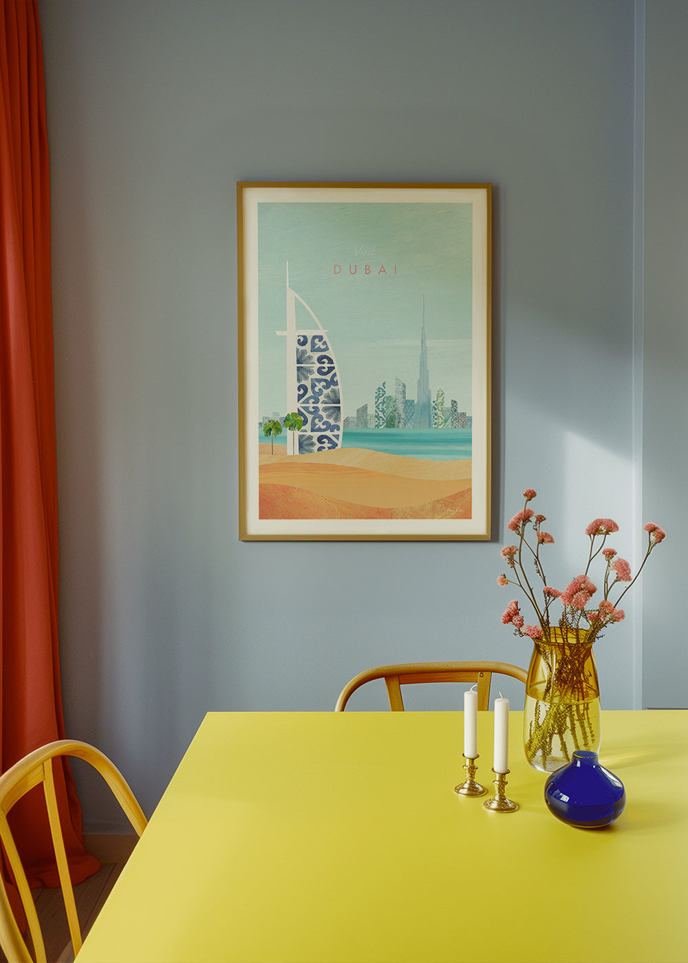 Rejseplakat Dubai skyline illustration