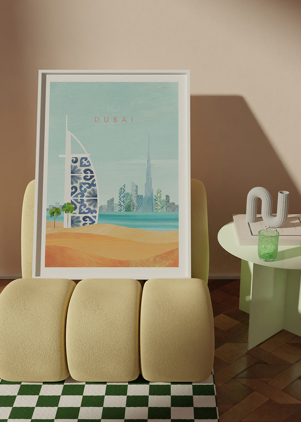 Rejseplakat Dubai skyline illustration