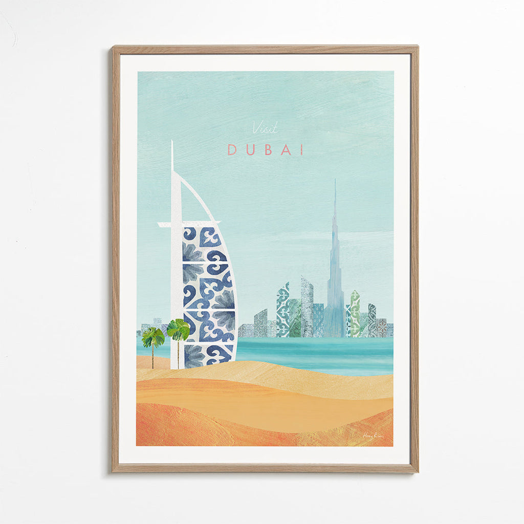 Rejseplakat Dubai skyline illustration