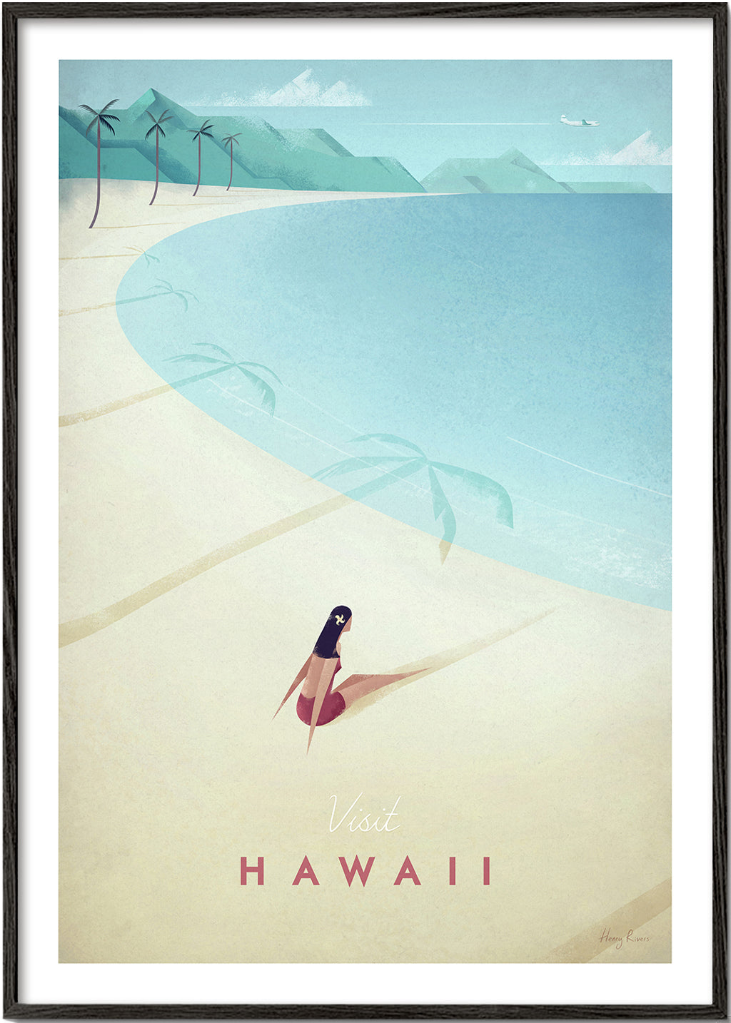 Rejseplakat Hawaii: vintage strandkunst