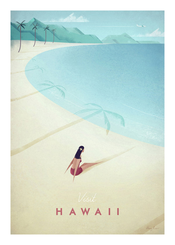Rejseplakat Hawaii: vintage strandkunst