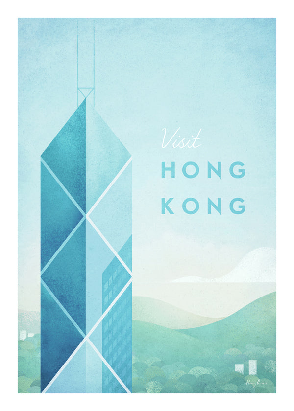 Rejseplakat Hong Kong, minimalistisk skyline
