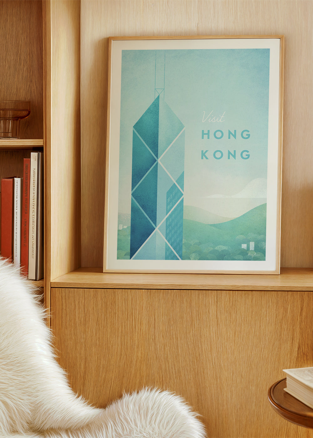 Rejseplakat Hong Kong, minimalistisk skyline