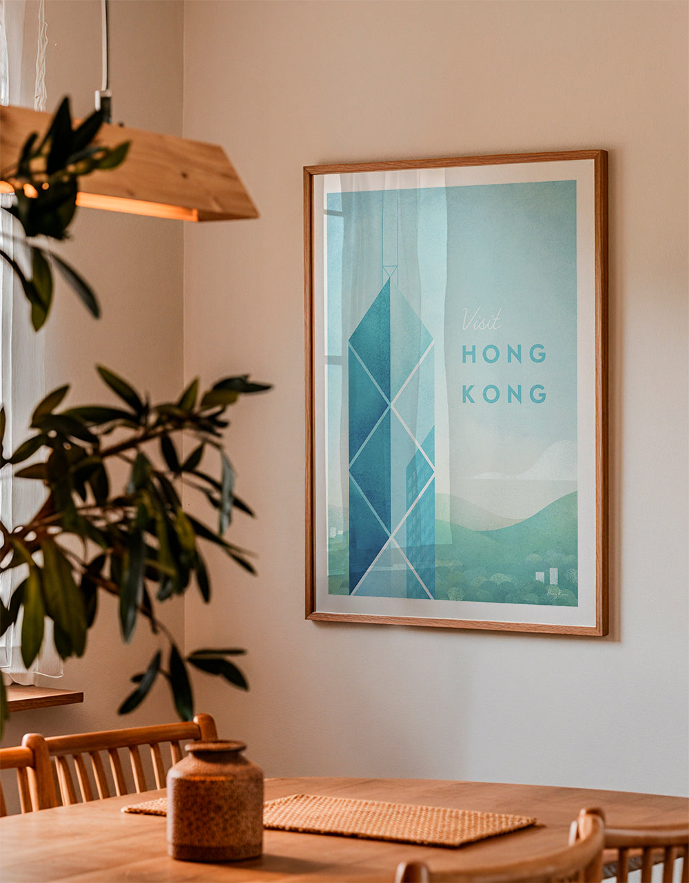 Rejseplakat Hong Kong, minimalistisk skyline