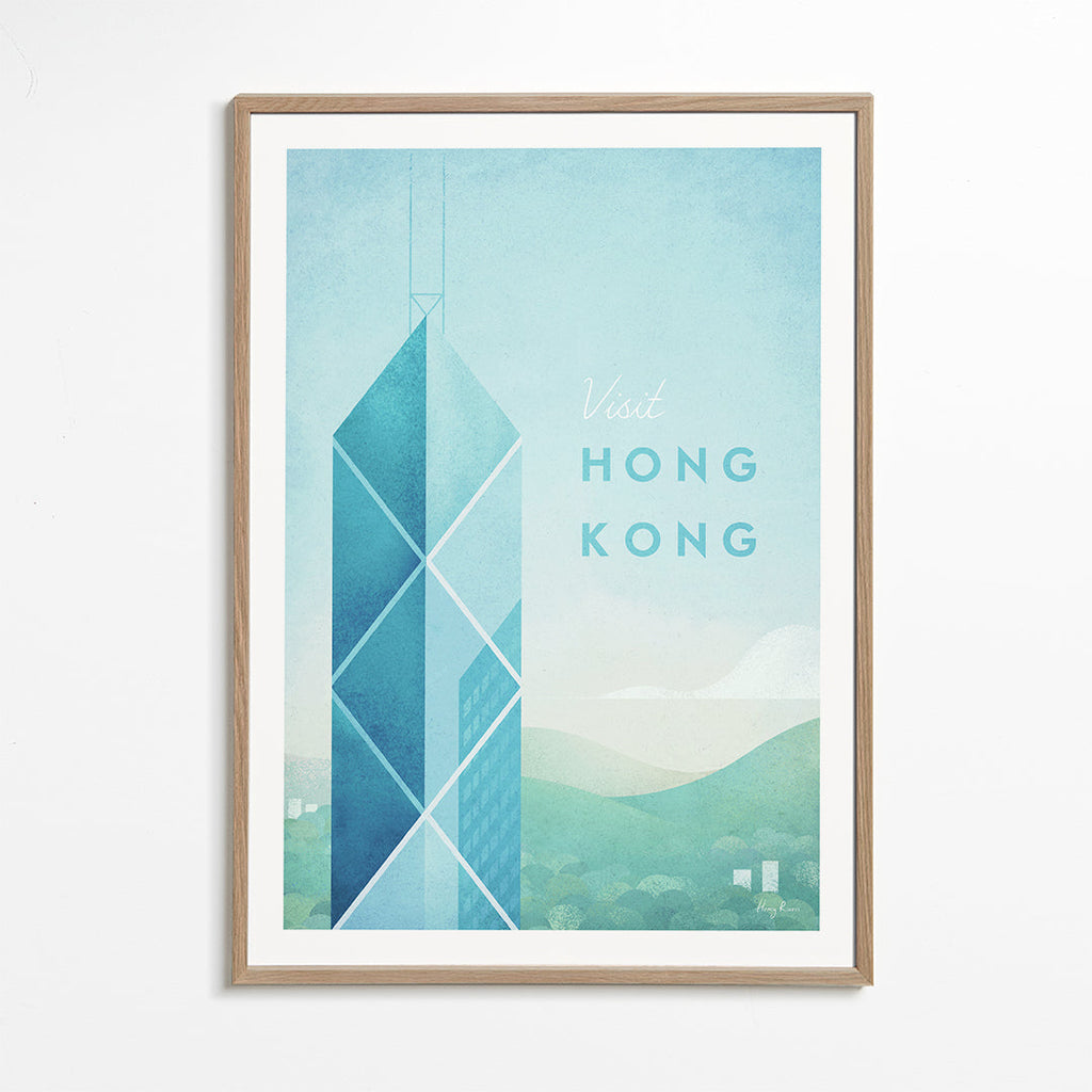 Rejseplakat Hong Kong, minimalistisk skyline
