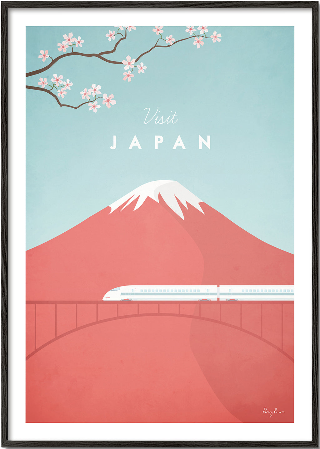 Rejseplakat Mount Fuji og hurtigtog