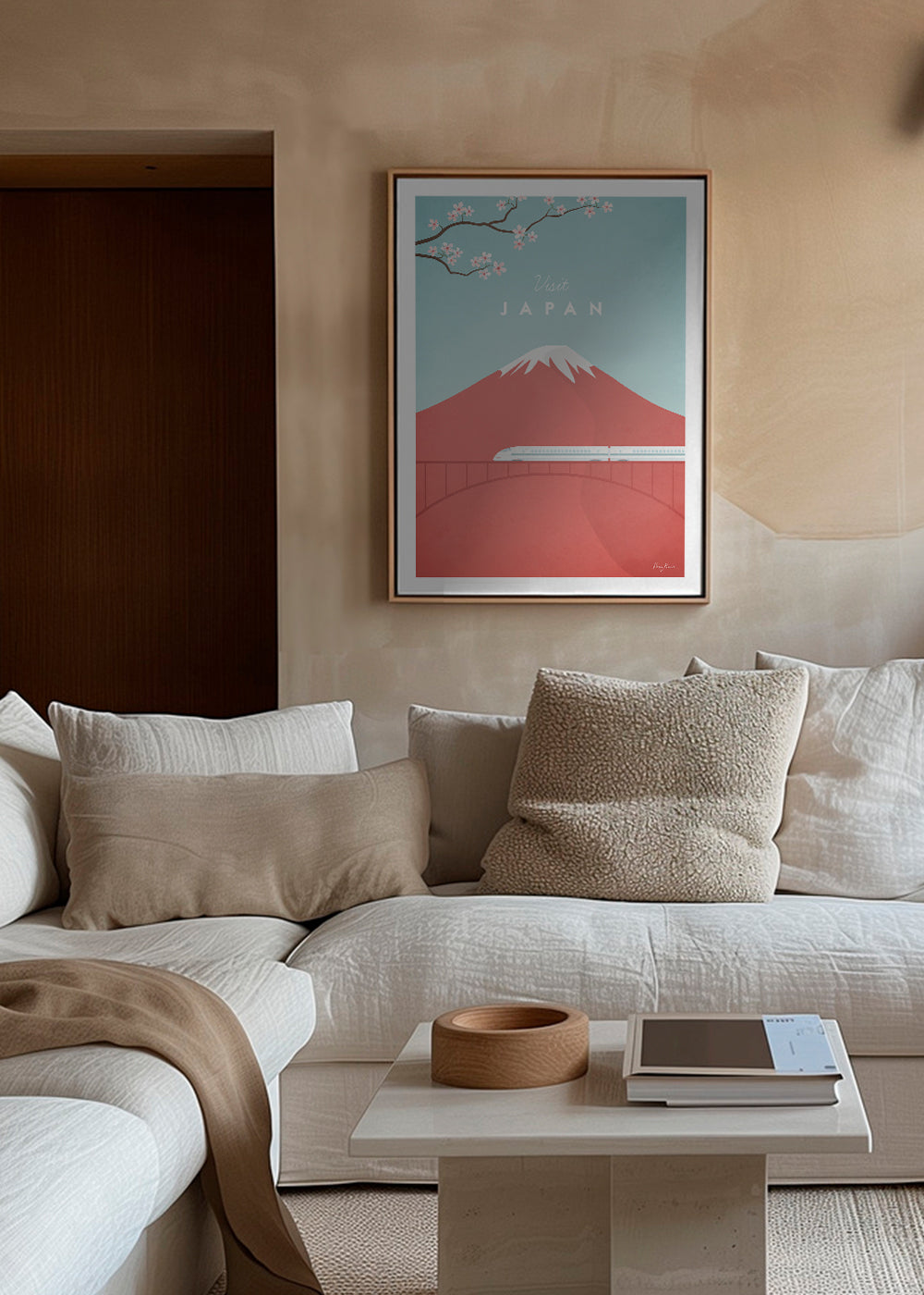 Rejseplakat Mount Fuji og hurtigtog