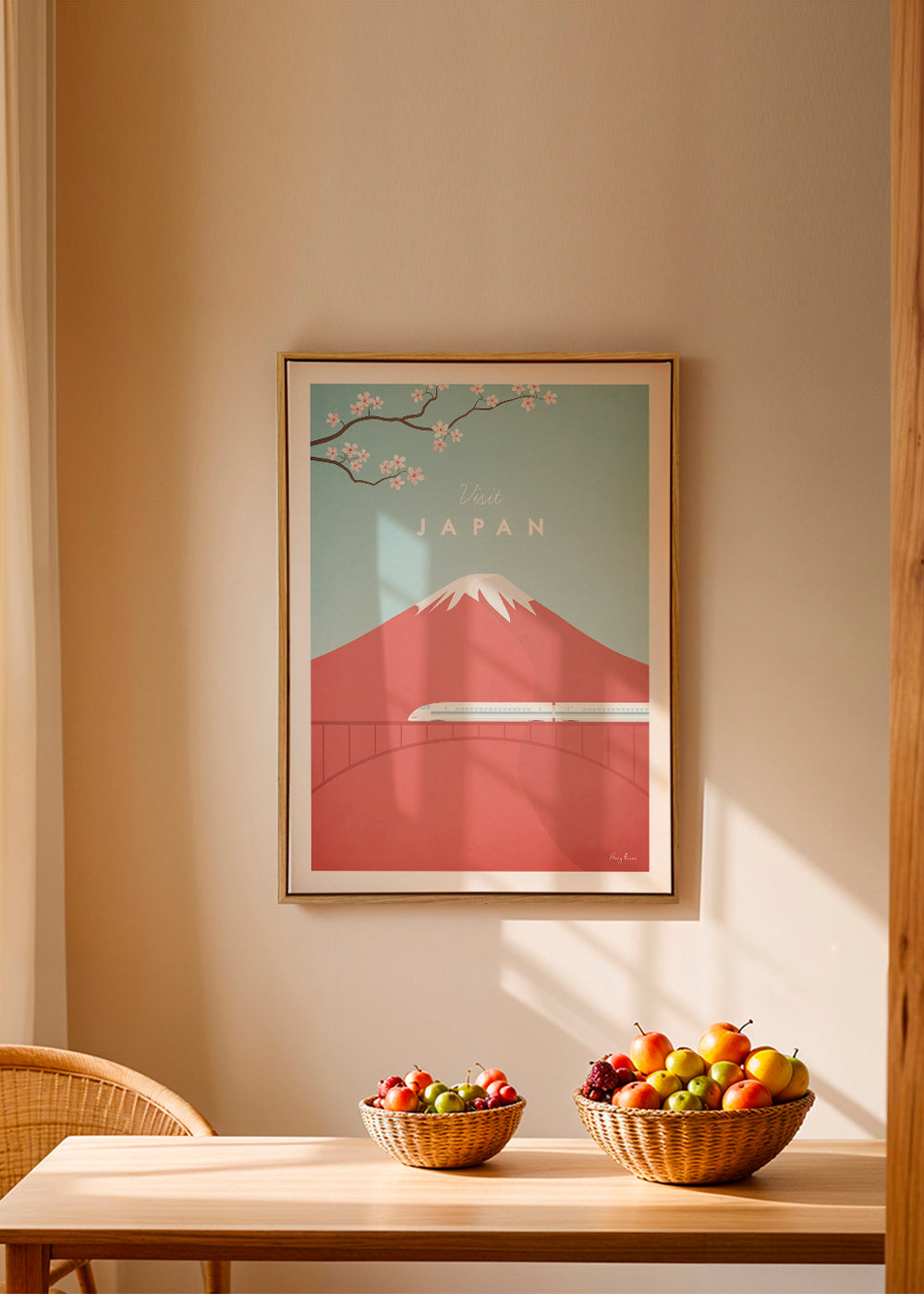 Rejseplakat Mount Fuji og hurtigtog