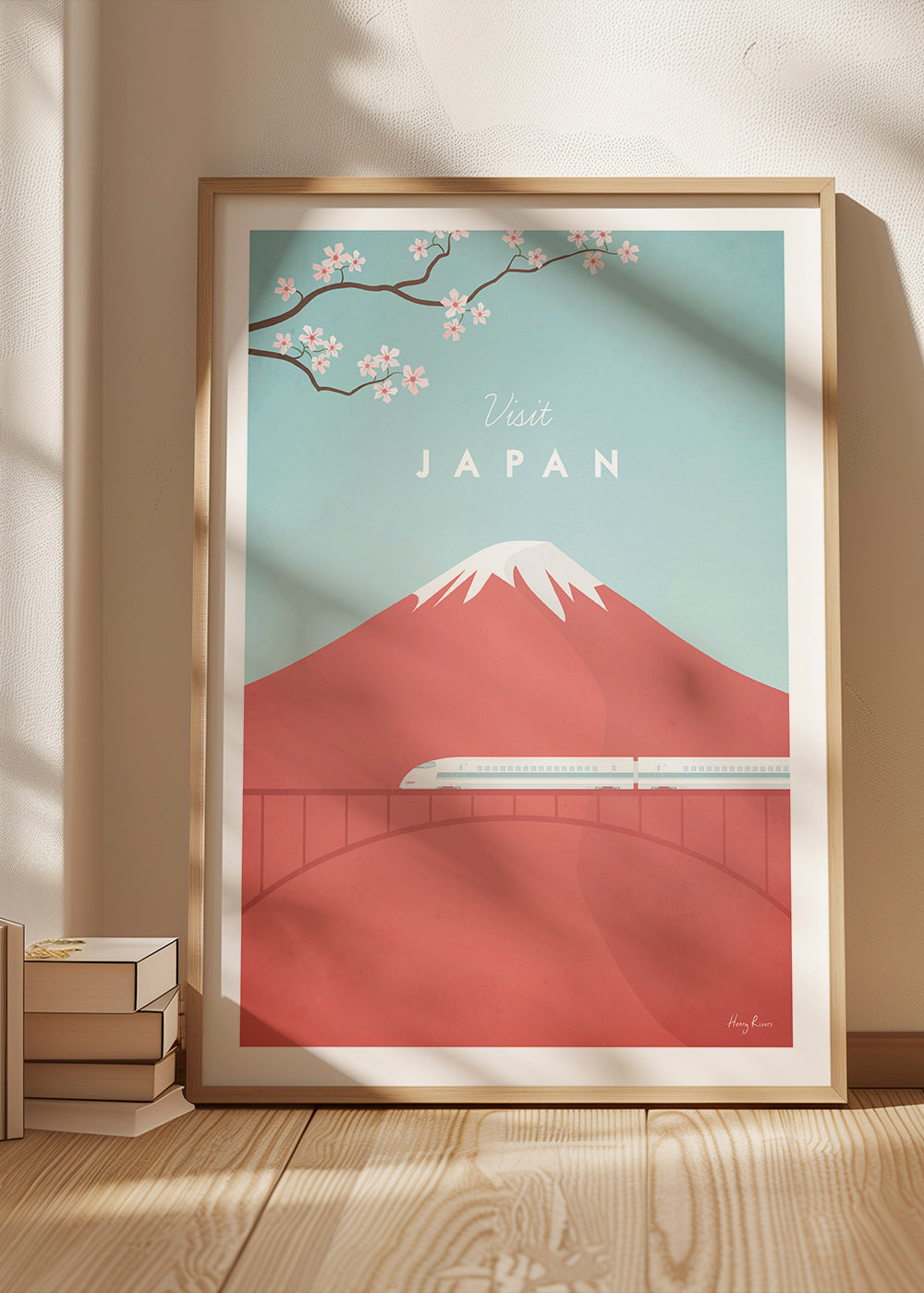 Rejseplakat Mount Fuji og hurtigtog