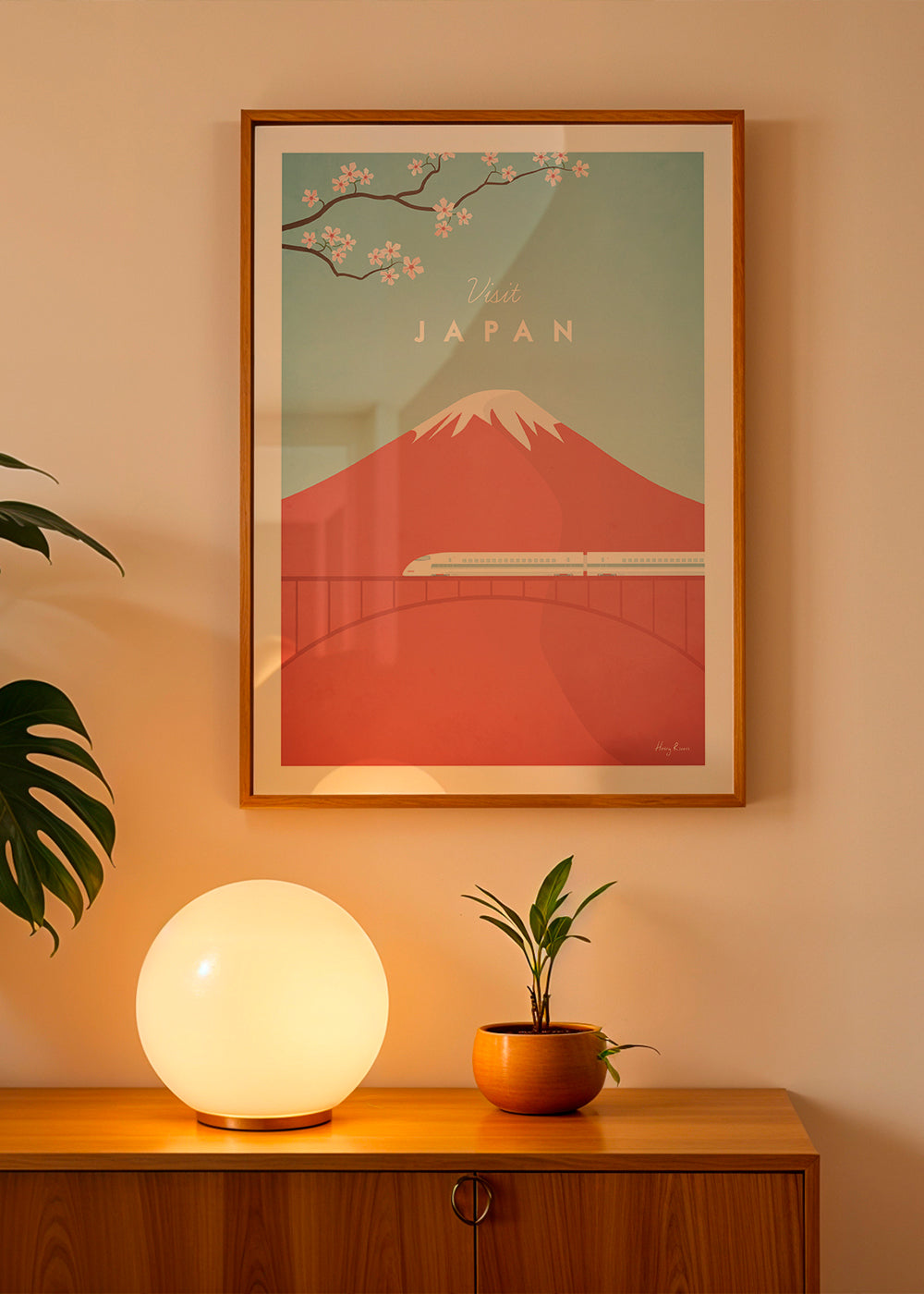 Rejseplakat Mount Fuji og hurtigtog