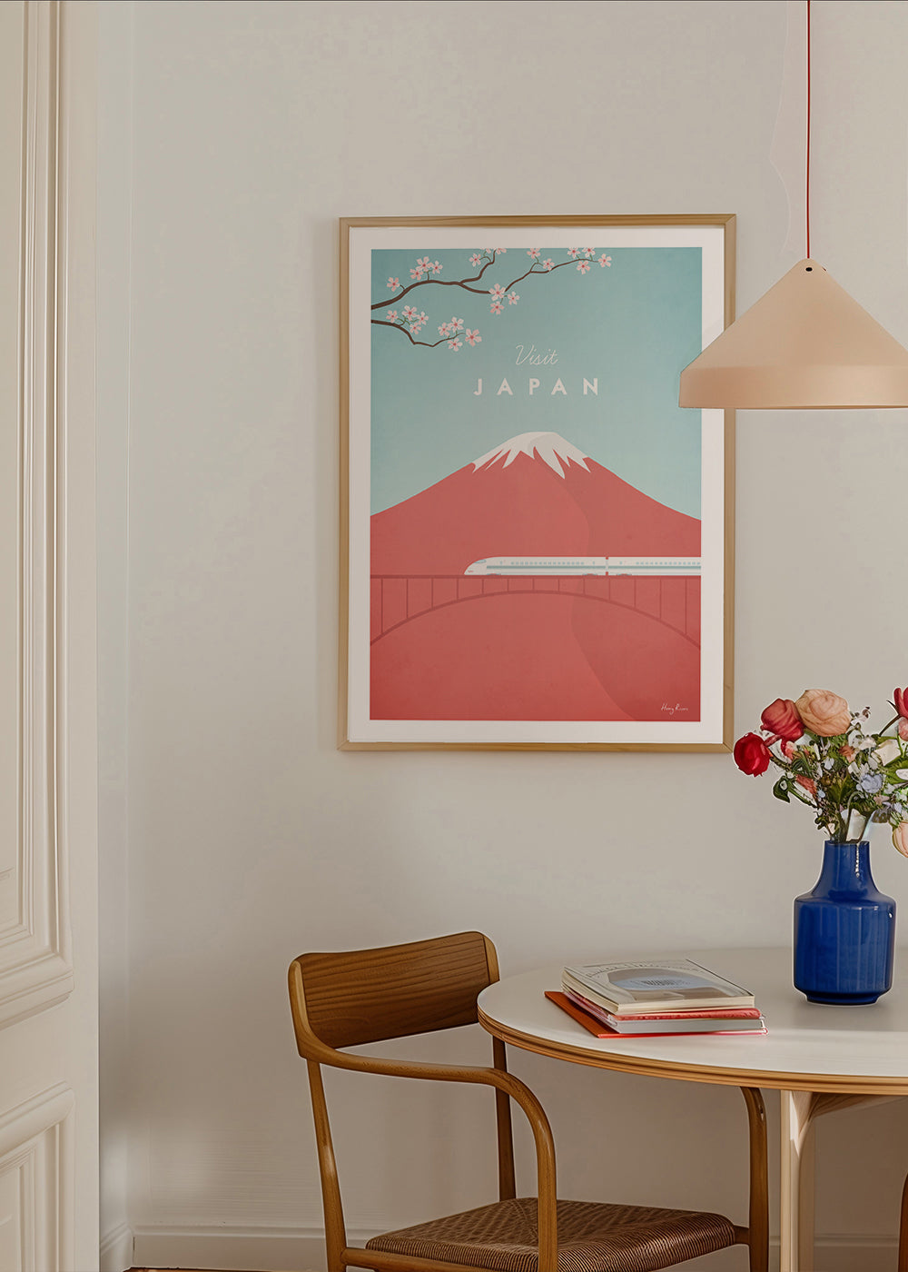 Rejseplakat Mount Fuji og hurtigtog