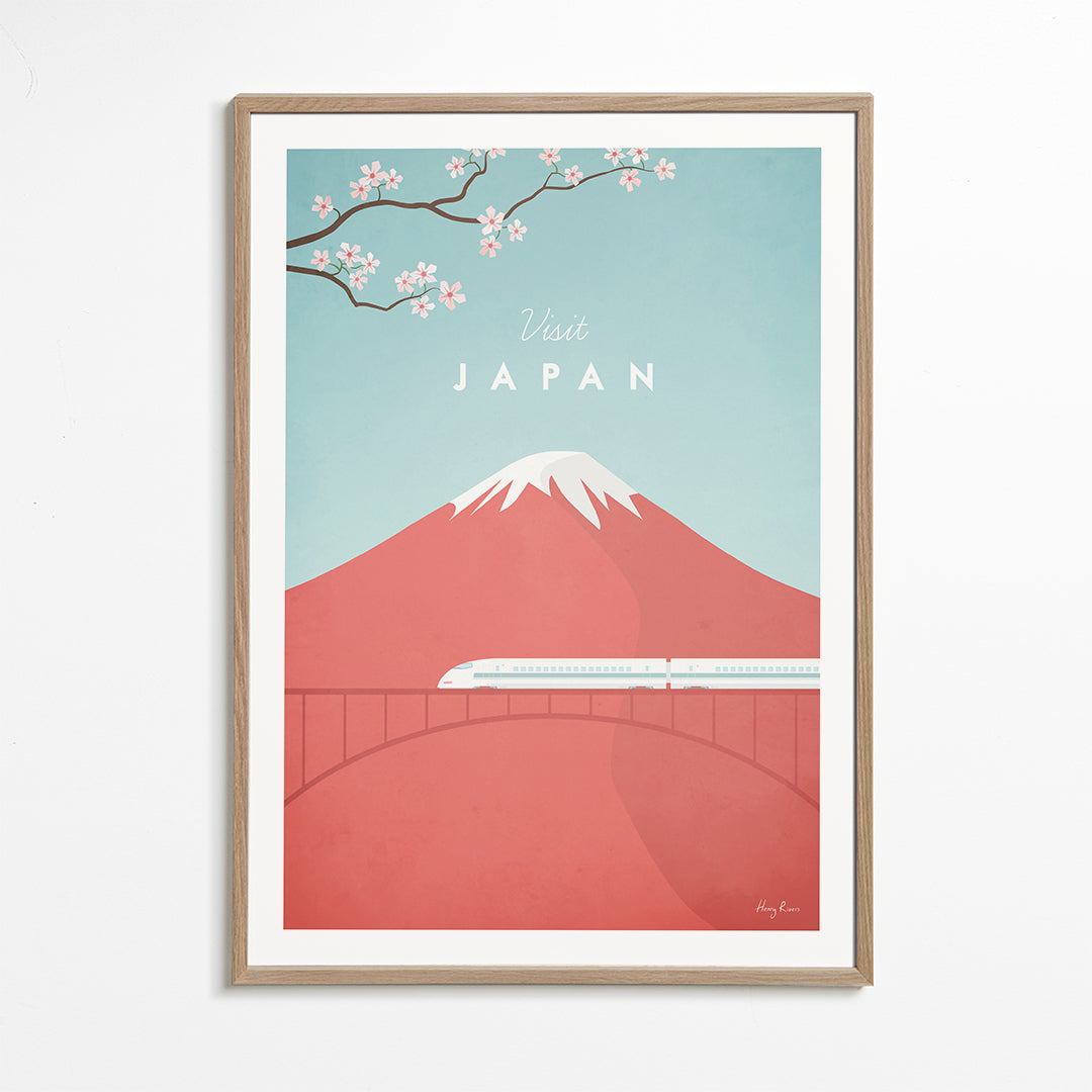 Rejseplakat Mount Fuji og hurtigtog