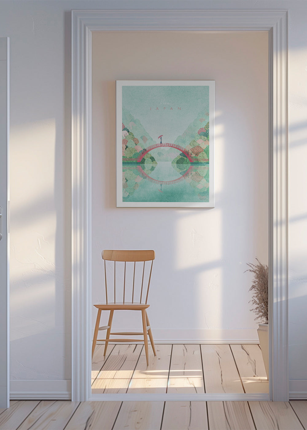 Landskabskunst: japansk bro med refleksion