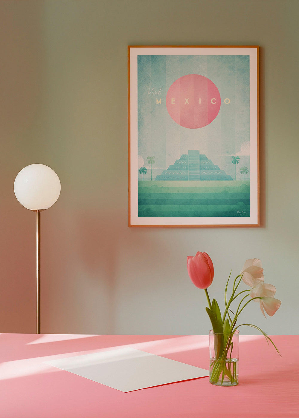 Rejseplakat med stiliseret pyramide