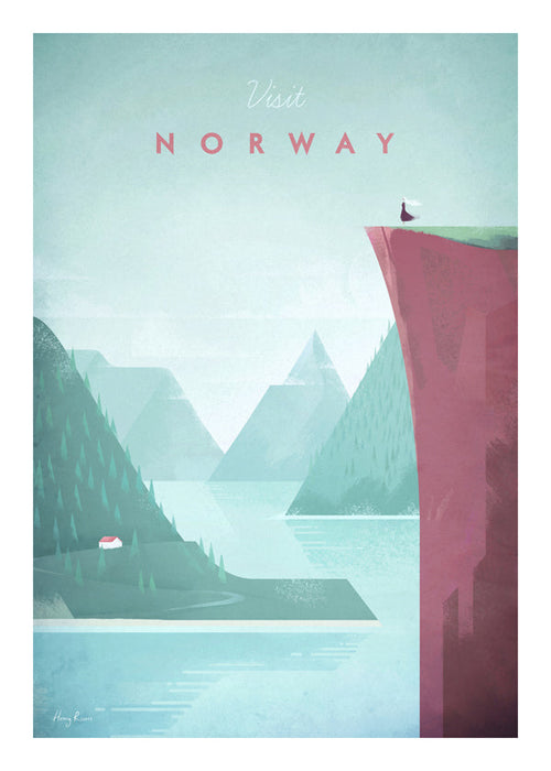 Landskabskunst: Norge plakat med fjord