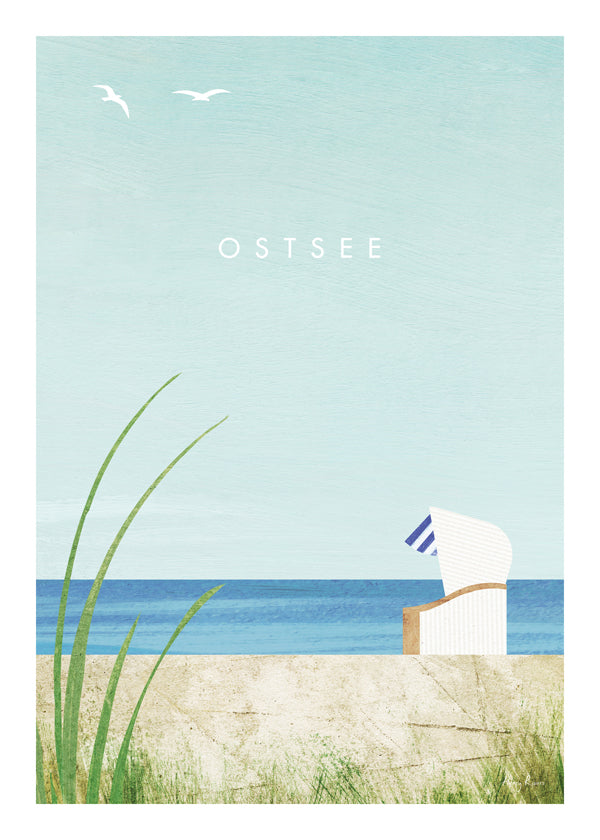 Kystlandskabsbillede med strandstol