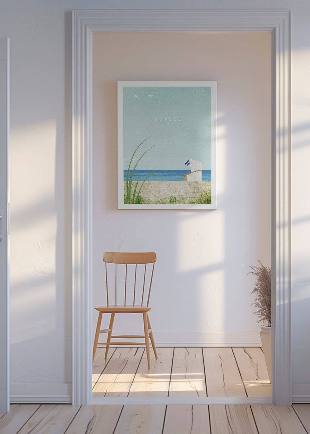 Kystlandskabsbillede med strandstol