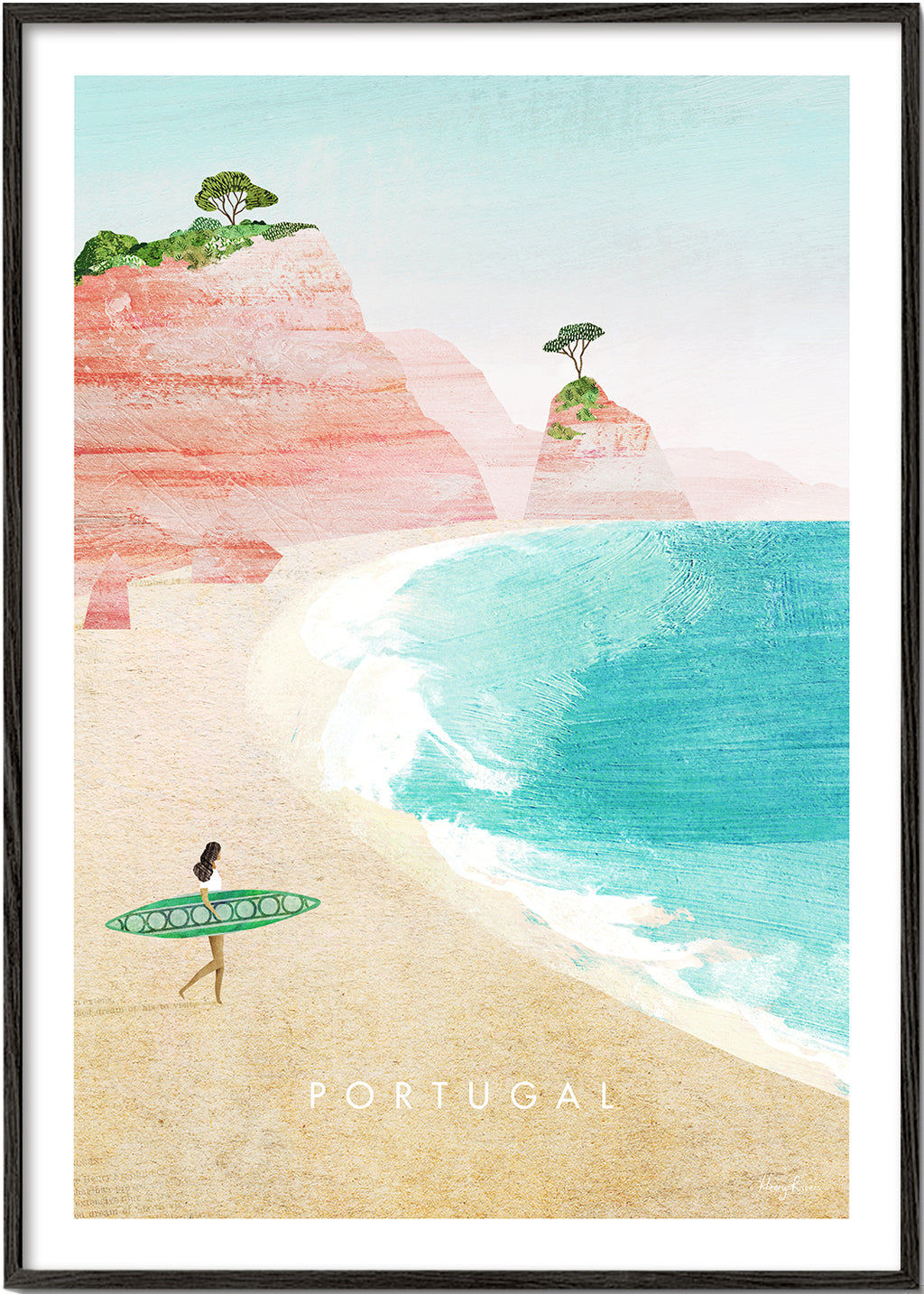 Rejseplakat Portugal — strandillustration