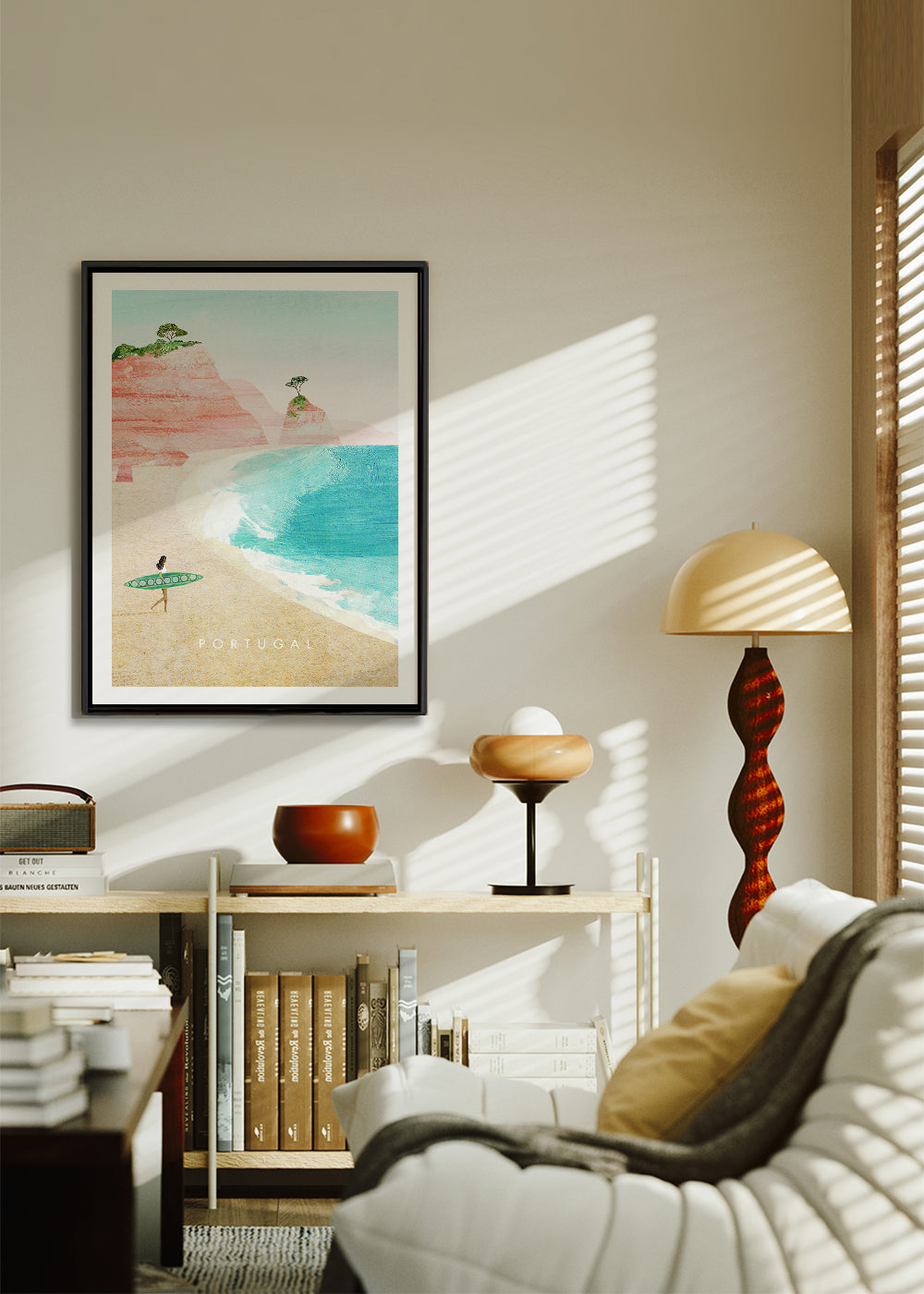 Rejseplakat Portugal — strandillustration