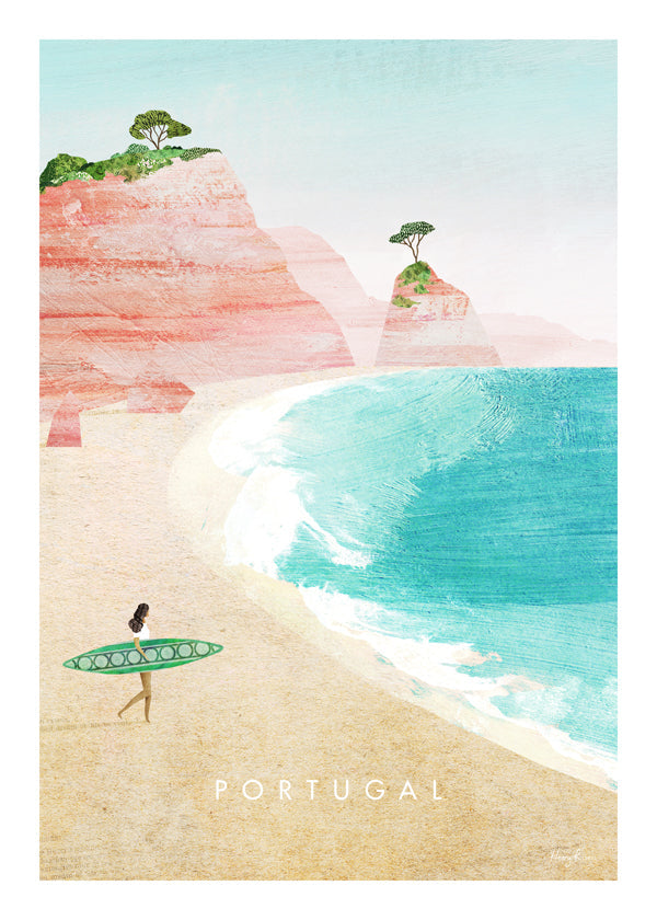 Rejseplakat Portugal — strandillustration