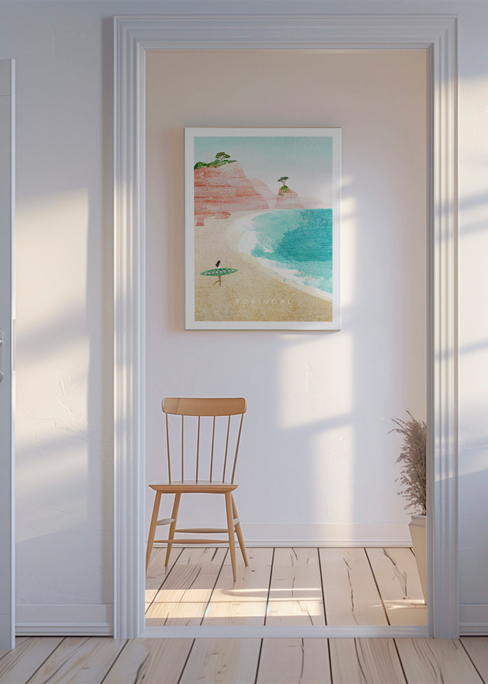 Rejseplakat Portugal — strandillustration