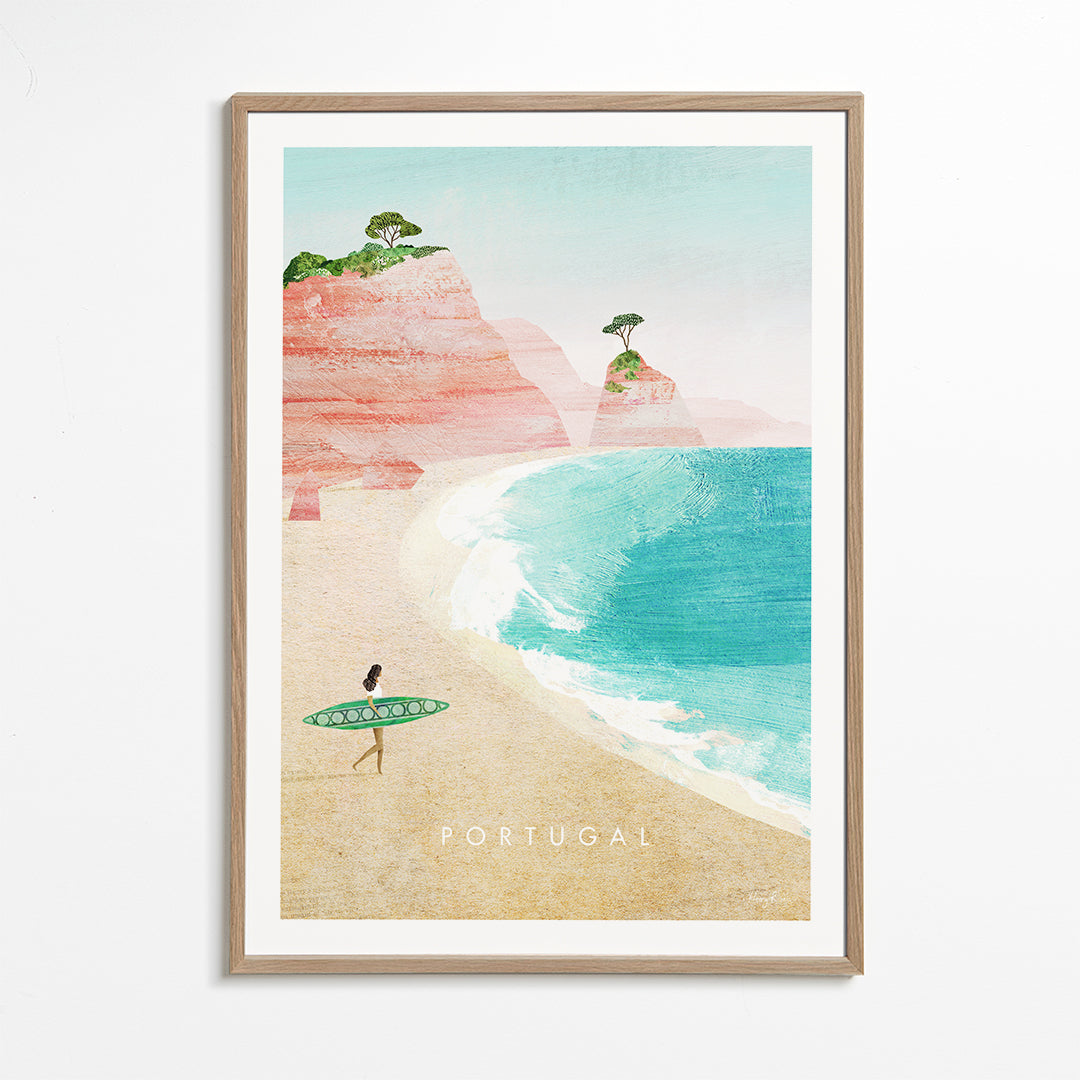 Rejseplakat Portugal — strandillustration