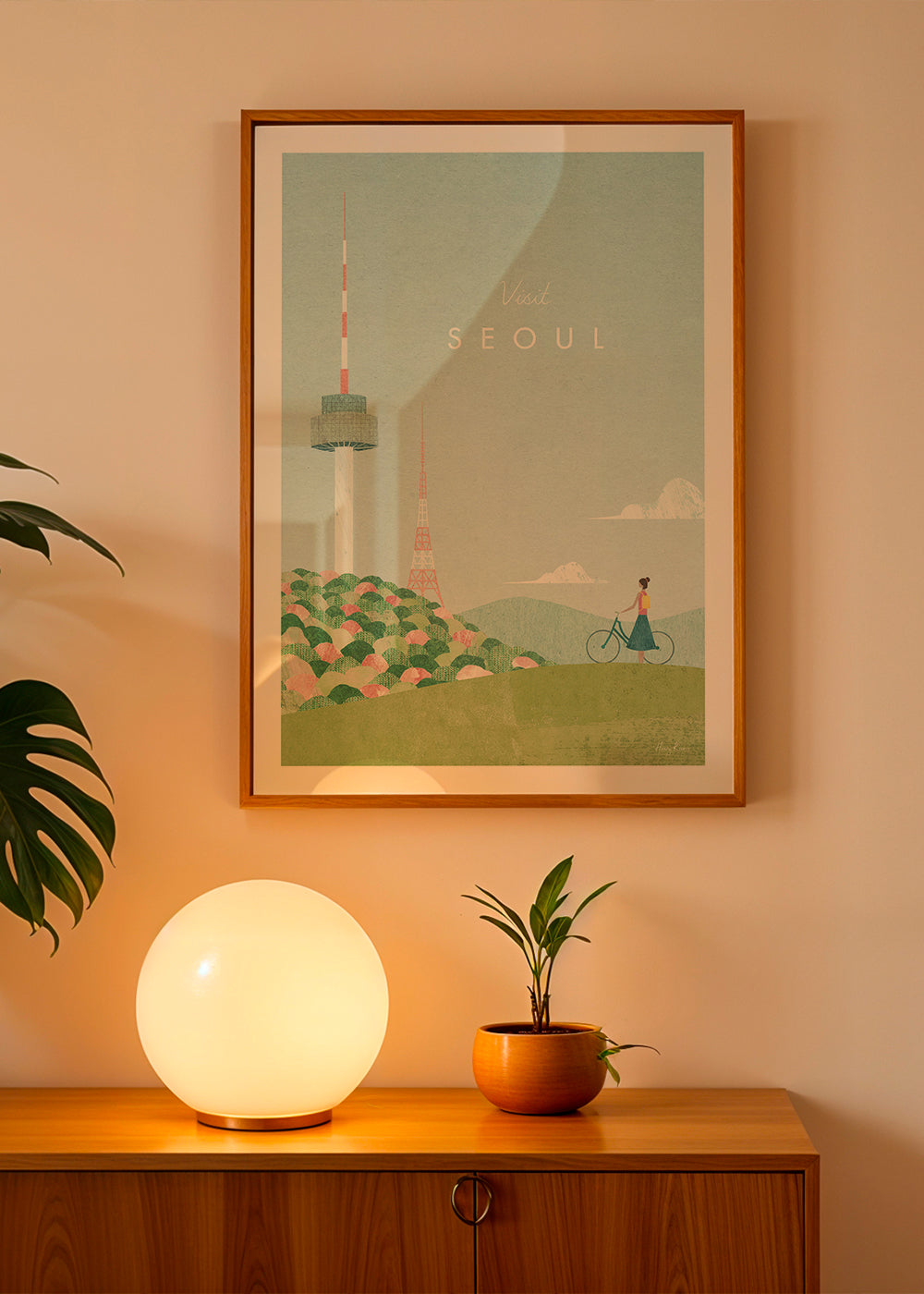 Byplakat: Seoul i pastelillustration
