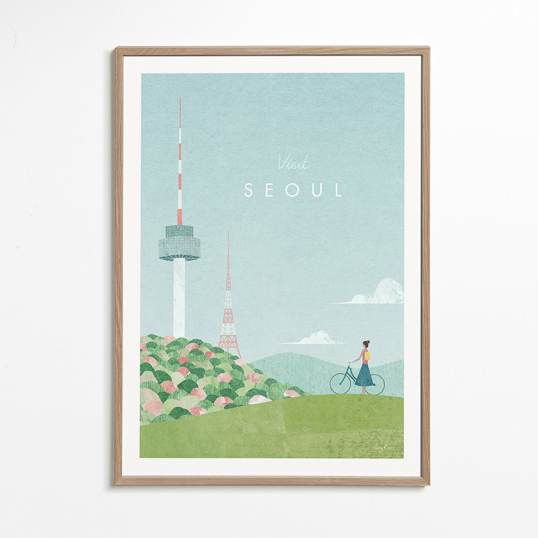 Byplakat: Seoul i pastelillustration