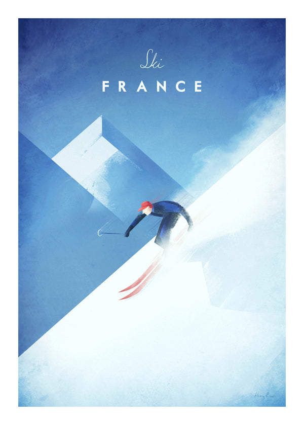 Sportkunst Ski France med skiløber i nedkørsel