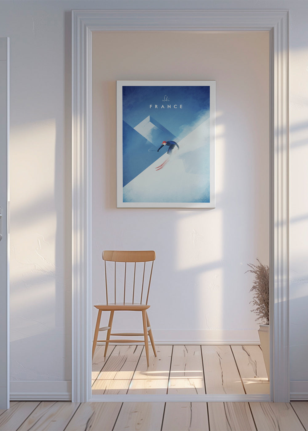 Sportkunst Ski France med skiløber i nedkørsel